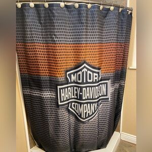 Harley-Davidson Black and Orange Shower Curtain